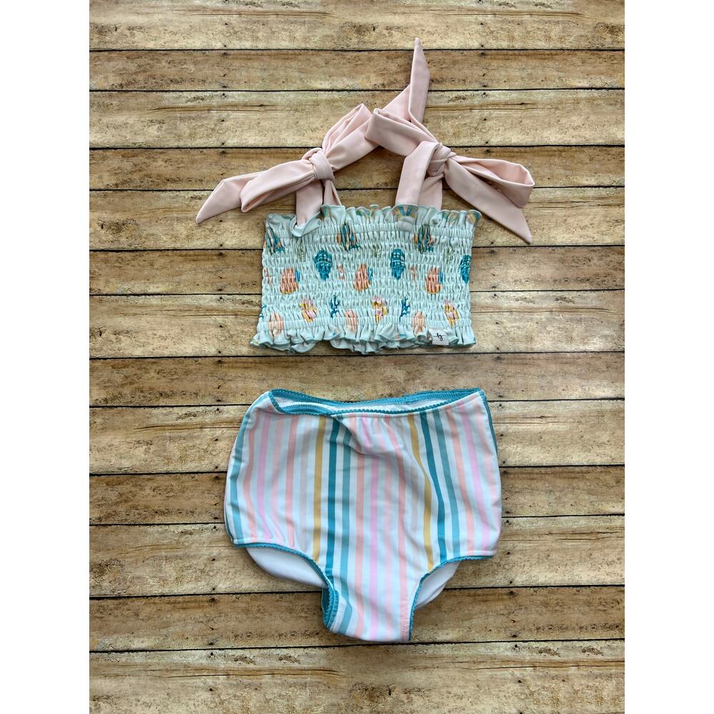 Love and Grow Summer Shells Smocked High Waist Bikini 3T